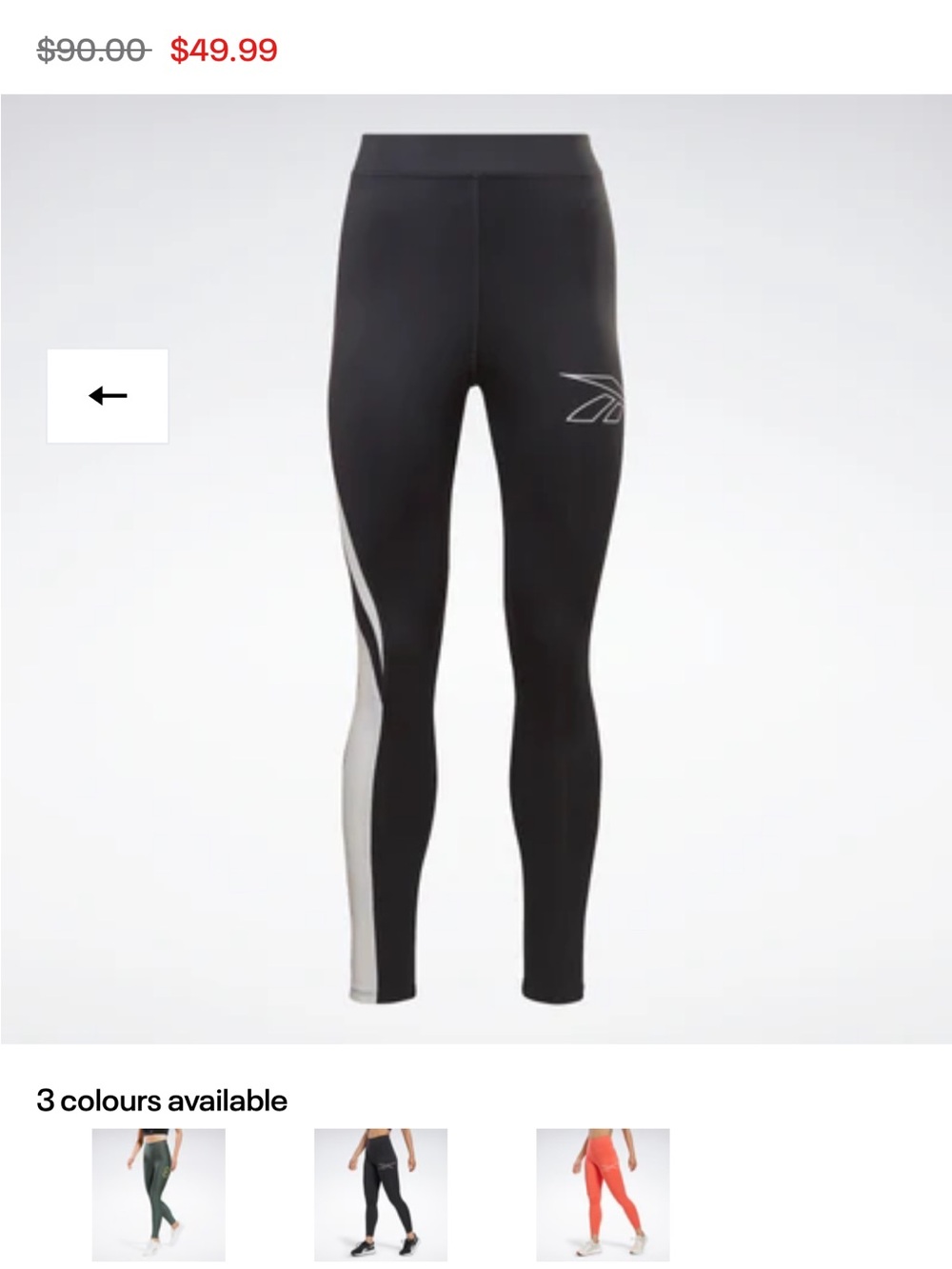 Reebok Black and White Logo Leggings